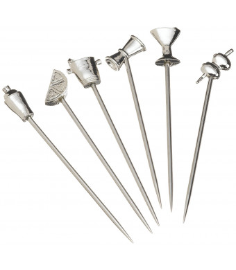 Prodyne MP-9 Stainless Steel and Pewter Martini Picks, Set of 6