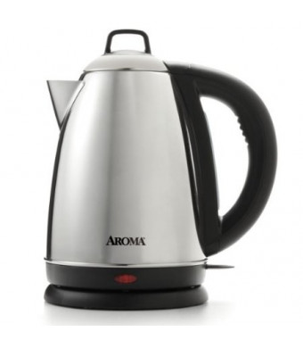 Aroma Hot H20 X-Press 1.5 Liter (6-Cup) Cordless Electric Water Kettle, Stainless Steel