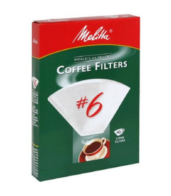 Melitta Cone Coffee Filters White No. 6 40 Count