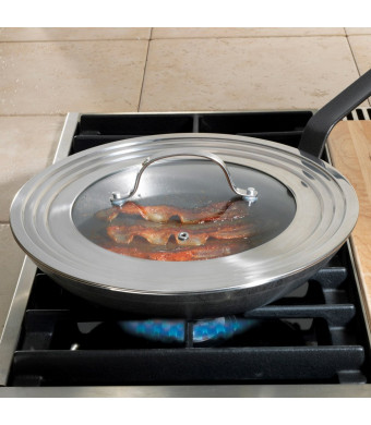 RSVP Endurance Stainless Steel Universal Lid with Glass Insert