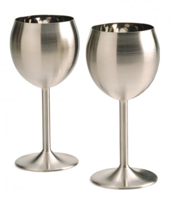 RSVP Endurance Stainless Steel Wine Glass, Set of 2