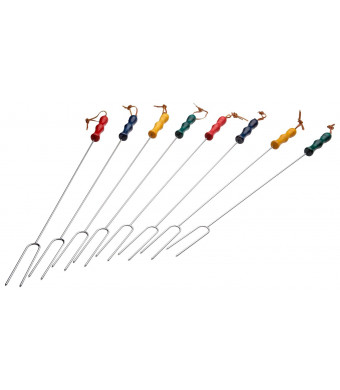 Rome Industries CS-2200 Rome's 8 Piece Marshmallow Roasting Fork Set, Chrome Plated with Multi Colored Handles