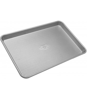 USA Pans 13 x 18 Inch 1 Lb Aluminized Steel Jellyroll Pan with Americoat