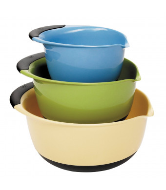 OXO Good Grips 3-Piece Mixing Bowl Set, Blue/Green/Yellow