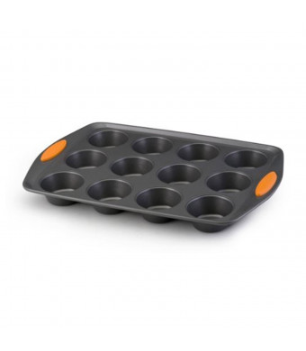 Rachael Ray Oven Lovin' Non-Stick 12-Cup Muffin and Cupcake Pan, Orange