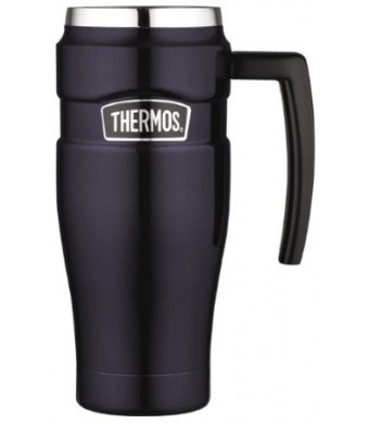 Thermos 16 Ounce Stainless Steel King Travel Mug with Handle, Midnight Blue