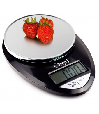 Ozeri Pro Digital Kitchen Food Scale, 1g to 12 lbs Capacity, in Stylish Black