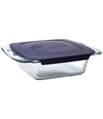 Pyrex Easy Grab 8-inch Square with Blue Plastic Cover