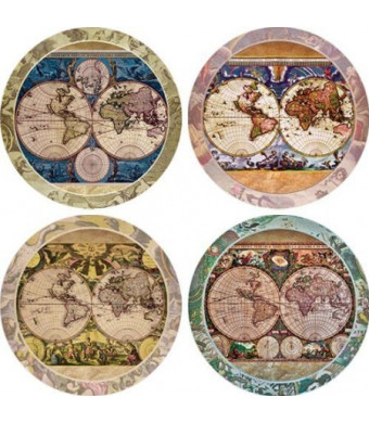 CoasterStone AS285 Absorbent Coasters, 4-1/4-Inch, "Old World Maps" , Set of 4