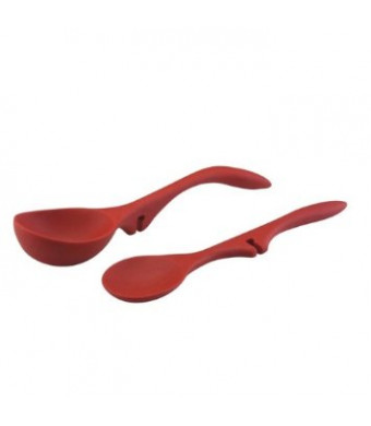 Rachael Ray Tools 2-Piece Lazy Spoon and Lazy Ladle Set, Red