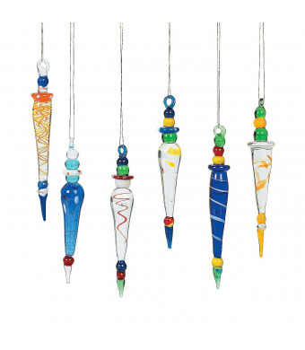 Oriental Trading Company Glass Icicle, Multi Color, 12 Count