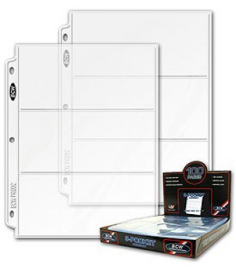 20 (Twenty Pages) - Pro 3-Pocket Coupon Storage Pages (3 Horizontal 3 1/2 x 8 inch Sized Top Loaded Slots)