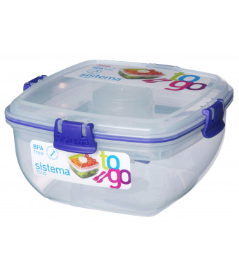 Sistema Klip It 37.1-Ounce Salad to Go Container, Clear