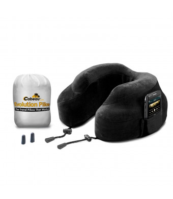 CABEAU Memory Foam "Evolution Pillow"  + Small Bag - It Actually Works! - BLACK
