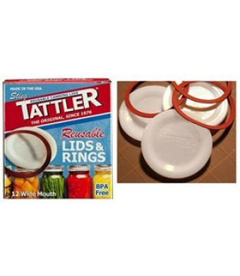 Tattler Reusable Wide Mouth Canning Lids and Rubber Rings - 12/pkg