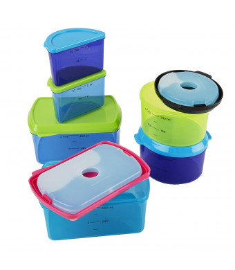 Fit and Fresh Kids' Reusable Lunch Container Kit with Ice Packs, 14-Piece Set, BPA-Free