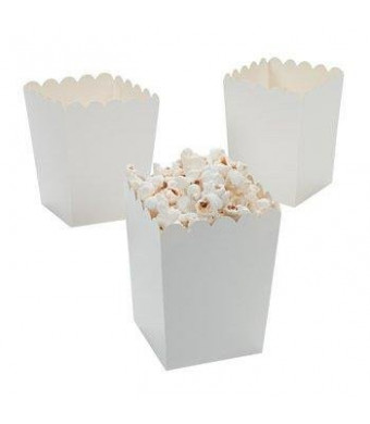 Mini Popcorn Boxes - White - Teacher Resources and Birthday Supplies (Pack of 24)