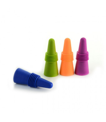 Rabbit Wine and Beverage Bottle Stoppers, Set of 4, Assorted Colors