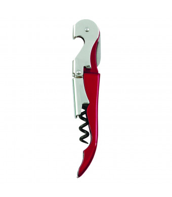 True Fabrications Truetap Metal, Double Hinged, Easy to Use, Restaurant Waiter Quality Compact Corkscrew with Foil Cutter - Metallic Red
