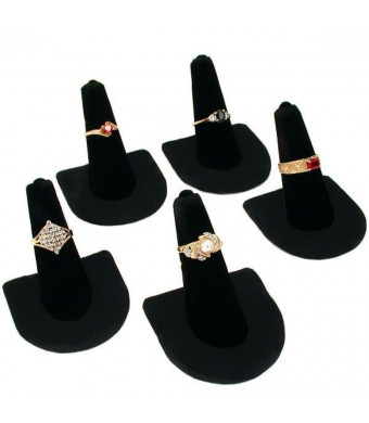 5 Black Velvet Ring Finger Jewelry Holder Showcase Display Stands