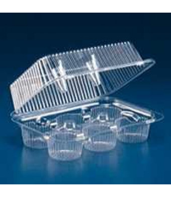 Oasis Supply PJP LBH-6656-12 6-Compartment Cupcake Container with Hinged Lid, Clear