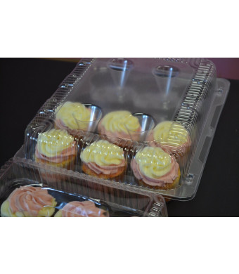 Oasis Supply PJP LBH-9222-12 12-Compartment Cupcake Container with Hinged Lid, Clear