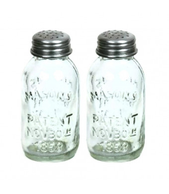 Set of 2 Glass Mason Jar Salt and Pepper Shakers
