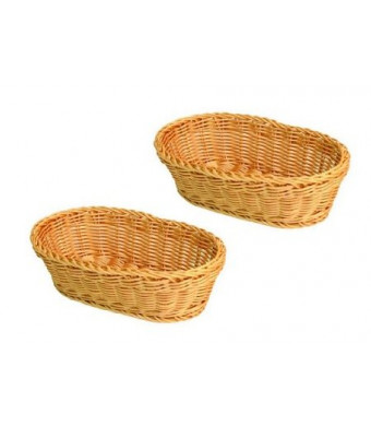 SET OF 2, 11-Inch Large Oval Tabletop Serving Baskets, Bread Roll Basket Baskets, Restaurant Serving/Diplay Baskets