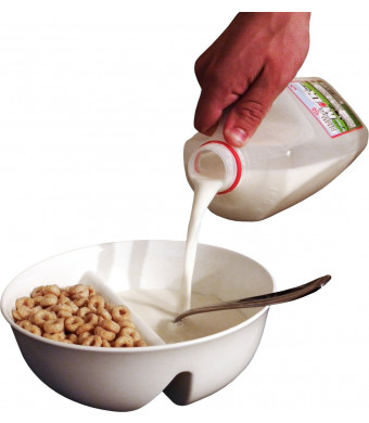 NEW Just Crunch Anti-Soggy Bowl! For Cereal/Milk, Veggies/Dip, Fries/Ketchup and More! - White