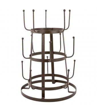MyGift Vintage Rustic Brown Iron Mug / Cup / Glass Bottle Organizer Tree Drying Rack Stand