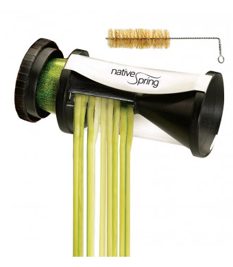 Spiral Vegetable Slicer, Hand Held with Cleaning Brush. Zucchini and Carrot Veggie Pasta Maker