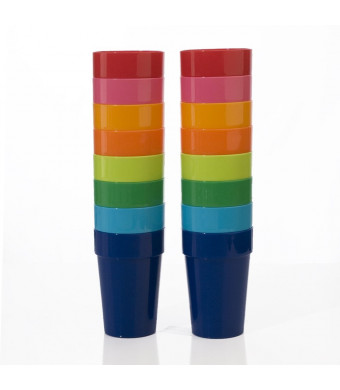 16pc Spectrum 10-ounce Kids Break-resistant Plastic Juice Cup Tumblers in 8 Assorted Colors