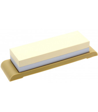 Suehiro Japanese Sharpening Stone, Dual-sided #1000 and #3000 Grit with Rubber Base, Compact