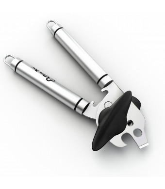 Bru Joy Manual Can Tin Opener Stainless Steel Smooth Edge No Sharp Cuts - Best for Arthritis Seniors