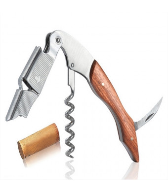Waiters Corkscrew by HiCoup – Professional Grade  Natural Rosewood All-in-one Corkscrew, Bottle Opener and Foil Cutter, the Favoured Choice of Sommeliers, Waiters and Bartenders Around the World