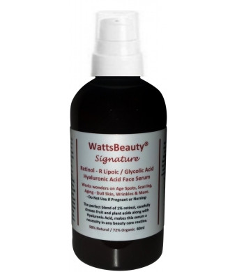 Watts Beauty Signature Wrinkle Retinol - Hyaluronic Acid - Glycolic Acid Gel for Wrinkles, Age Spots, Aging, Dull Skin, Scarring, Discoloration and M