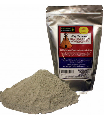 CLAY HARMONY *** Best Indian Healing Clay - Sodium Bentonite - 20 OZ Facial Clay Mask and Bath Clay Detox + Bentonite Clay + Masks + Baths + Foot Bat