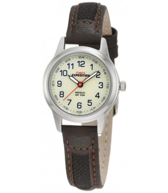 Timex Women's T41181 Expedition Metal Field Brown Leather and Nylon Strap Watch