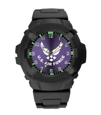 Aqua Force US Air Force Logo 47mm Diameter Quartz Watch, Black with Purple Face