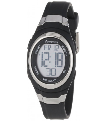 Armitron Sport Unisex 45/7034BLK Stainless Steel Accented Black Resin Strap Chronograph Digital Watch