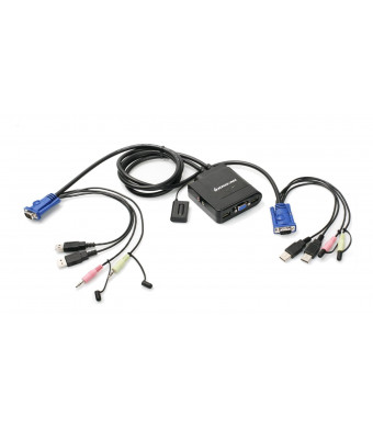 IOGEAR 2 Port USB Cable KVM Switch with Audio and Mic (GCS72U)