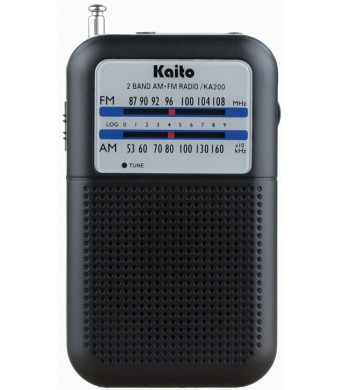 Kaito KA200 Pocket AM/FM Radio, Black