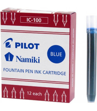 Pilot Namiki IC100 Fountain Pen Ink Cartridge, Blue, 12 Cartridges per Pack (69101)