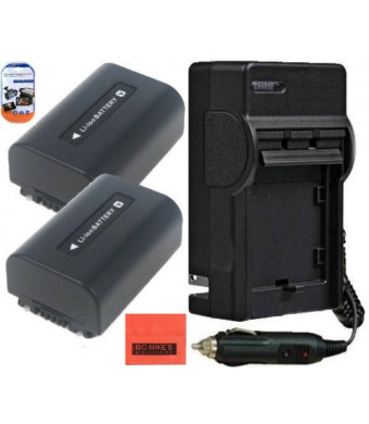BM Premium Pack of 2 NP-FV50 Batteries And Battery Charger for Sony HDR-CX220, HDR-CX230, HDR-CX290, HDR-CX330, HDR-CX380, HDR-CX430V, HDR-CX900, TD3