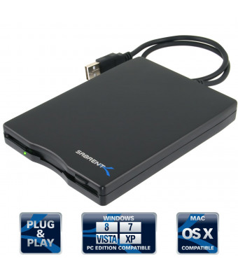 Sabrent External USB 1.44 MB 2x Floppy Disk Drive (FL-UDRV) Black