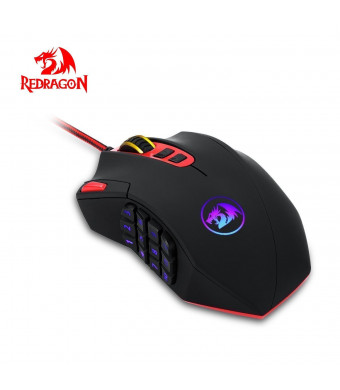 Redragon M901 PERDITION 16400 DPI High-Precision Programmable Laser Gaming Mouse for PC, MMO, 18 Programmable Buttons