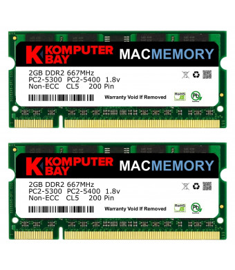 Komputerbay MACMEMORY Apple 4GB Kit (2x 2GB Modules) PC2-5300 667MHz DDR2 SODIMM iMac and Macbook Memory