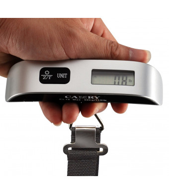 Camry 110lbs Luggage Scale with Temperature Sensor and Tare Function Without Backlight, Gift for Traveler