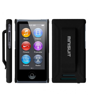 Minisuit JAZZ Slim Shell Case with Belt Clip + Screen Protector for iPod Nano 7 or 8 / 7th or 8th Gen (Rubberized Black)