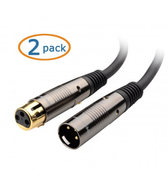 Cable Matters 2-Pack, Gold Plated XLR Male to Female Microphone Cable 3 Feet